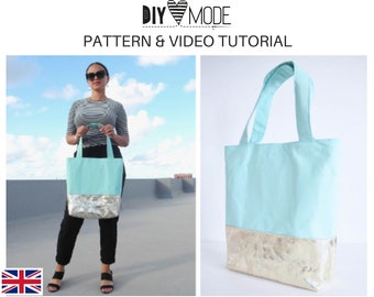 SHOPPER PDF Sewing pattern with video instructions / Bag with inner pocket and zipper