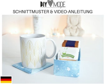 TEA TIME Utensilo und Untersetzer für Tee - Schnittmuster mit Video-Anleitung / PDF Download Anleitung deutsch nähen Geschenkidee