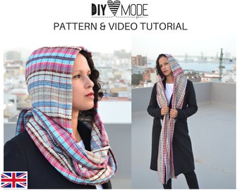 HOODED SCARF / PDF Sewing pattern with video instructions