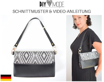 3 IN 1 TASCHE / Hip Bag, Handtasche und Foldover-Clutch nähen | A4 PDF Schnittmuster mit Video-Anleitung