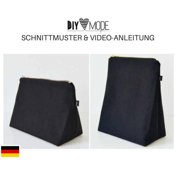 KOSMETIKTASCHE Schnittmuster mit Video-Anleitung / PDF Download Anleitung deutsch nähen modern minimalistisch Schminktasche Kulturbeutel