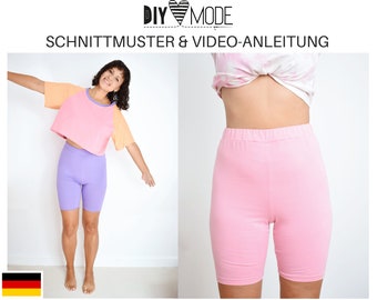 RADLERHOSE Schnittmuster mit Video-Anleitung  / PDF Download Damen Hose Shorts Yoga deutsch für Frauen nähen