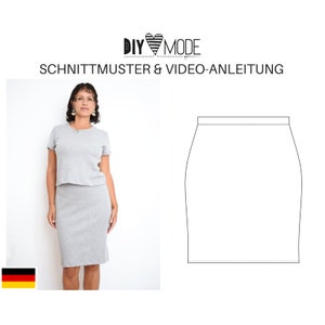 Jerseyrock Schnittmuster mit Video-Anleitung  / PDF Download Damen Rock Jersey Bleistiftrock highwaist deutsch für Frauen nähen