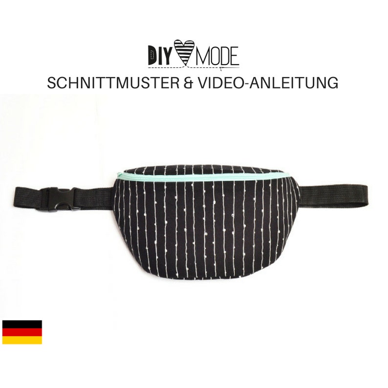 HIP BAG Schnittmuster mit Video-Anleitung / Gürteltasche Hüfttasche Brusttasche Fanny Pack Bumbag PDF Download Anleitung deutsch nähen Bild 1