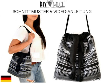 BUCKET BAG Schnittmuster mit Video-Anleitung / PDF Download Anleitung deutsch nähen Handtasche Tasche Beuteltasche für Nähanfänger Geschenk