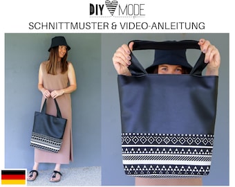 SHOPPER / TASCHE Schnittmuster mit Video-Anleitung  / PDF Download deutsch nähen / mit Innentasche und Reißverschluss