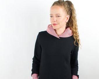 Sweaterkleid schwarz/rot gestreift