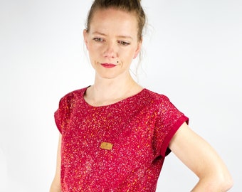 Shirt Lio_03 dark red with colorful speckled