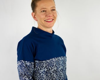 Pollover *Lulu_01* bequemer Baumwollpullover, mit überschnittenen Schultern,Stehkragen