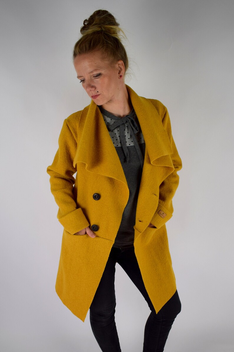 mustard wool coat