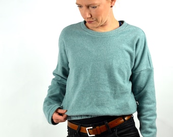 Sweater, oversized, türkis, kurz Pullover, Bio Fleece