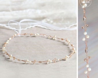 Haarband "Jules rosé" Hochzeit Brautschmuck Perlen roségold Haarschmuck