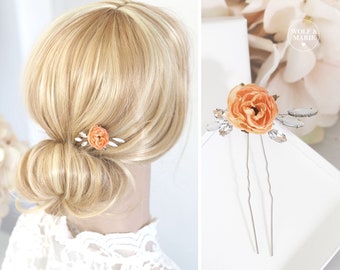 Haarnadel "Sanna apricot" Haarschmuck Brautschmuck Hochzeit Haarblüte Blume