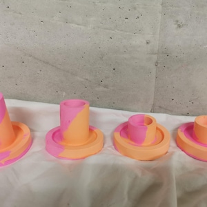 Candlestick | Orange Pink | Candle holder stick candle | Raysin 200 | brightly colored | Gift | Table decoration