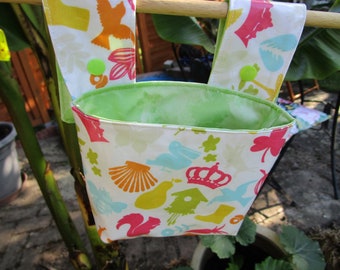 Bolsa manillar, bolsa bicicleta, bolsa infantil, impulsor exterior con diferentes tejidos e interior en verde