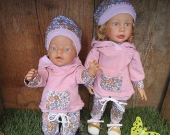 Doll clothes 3 pieces. Jumper with hood, leggings and hat (sweatshirt)