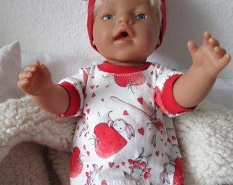 Doll clothes 3 pieces. Leggings T-shirt and headband doll size 40-45 cm with bunnies and strawberries