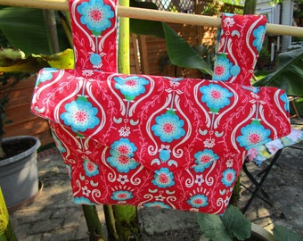 Handlebar bag, bicycle bag, children's bag, wheel outside with flowers in pink / turquoise