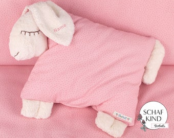 Cuddly pillow sleeping sheep Bobeli with name - pink with dots 18 - CHILD SHEEP