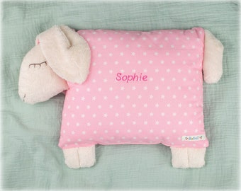 Sleeping sheep "Sophie" unique piece with name, embroidered as shown, not personalizable, pink with stars - Bobeli