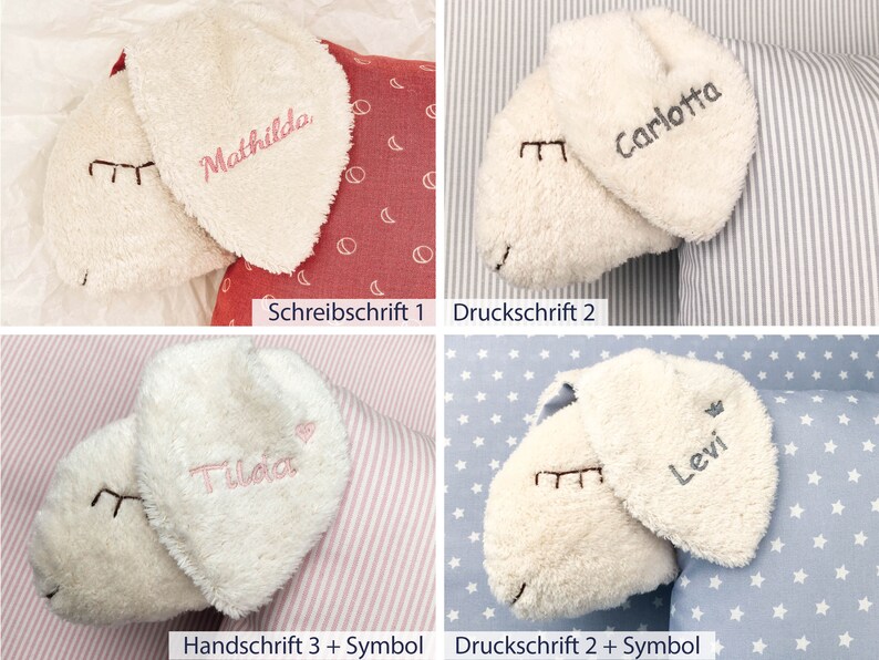 Kuschelkissen Schlafschaf Bobeli mit Namen Dunkelblau mit Sternchen 56 SCHAFKIND Bild 5