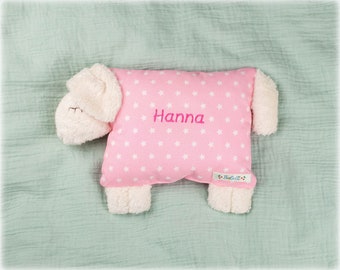 Sleeping sheep "Hanna" lamb Bobeli unique piece with name, embroidered as shown, not personalizable, pink with stars - Bobeli