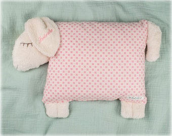 Sleeping sheep "Frieda" unique piece with name, embroidered as shown, not personalizable, pink clover leaves - Bobeli
