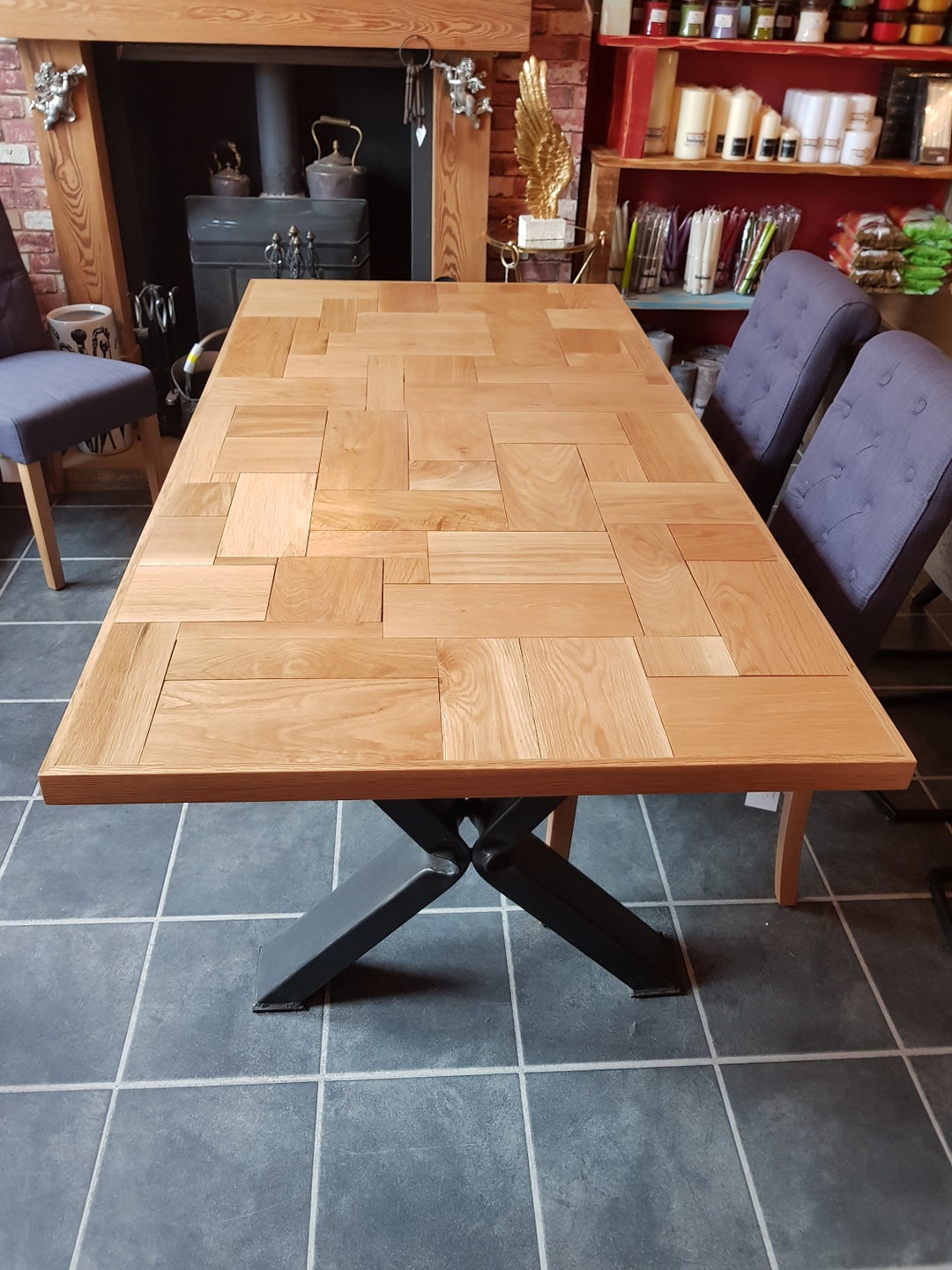 Random Oak Block Dining Table - Etsy