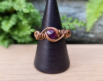 The "Cerys" Purple Swarovski Crystal in Copper Ring