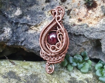 The "Elvira" Garnet Bead in a Heady Copper Pendant