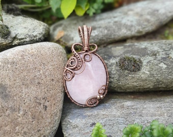 The "Gwendolyn" Rose Quartz in Copper Pendant