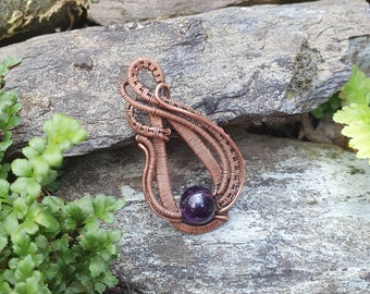 The "Serena" Purple Agate in Copper Pendant