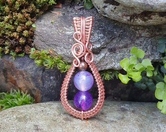 The "Odessa" Purple Agate Beads in Copper Pendant