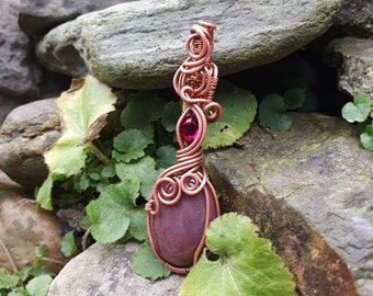 The "Sarada" Agate and Swarovski Crystal in Copper Pendant