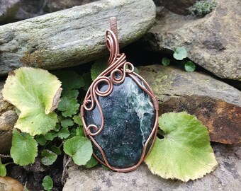 The "Xavier" African Jade in Copper Pendant