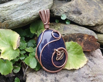 The "Andromeda" Blue Sandstone in Copper Pendant