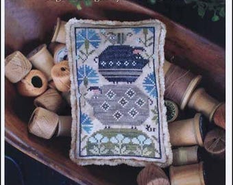 PAPER CHART - Snort Stack from Plum Street Samplers - cross stitch chart design primitive pig flowers farm