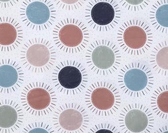 Navy & Coral Suns Fabric from Brother Sister Design Studio ~ 100% cotton for sewing and quilting