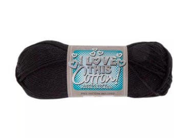 I Love This Cotton! Yarn (Black) ~ soft machine washable 100% cotton yarn amigurumi crochet knitting