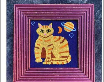 PAPER Punch Needle Embroidery Chart - Cosmic Cat by Carraige House Samplings