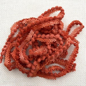 Persimmon Mini Pom Pom Trim (MPP-112) by Vintage NeedleArts ~ hand-dyed 2 continuous yards