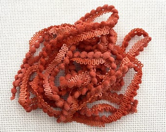 Persimmon Mini Pom Pom Trim (MPP-112) by Vintage NeedleArts ~ hand-dyed 2 continuous yards