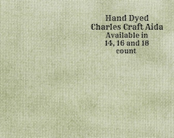 Moss Aida (CC-BDA-35) ~ Hand Dyed DMC/Charles Craft Cross Stitch Fabric from Vintage NeedleArts