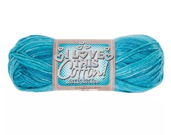 I Love This Cotton! Print Yarn (Teal) ~ soft machine washable 100% cotton