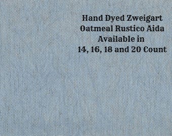 Liberty Blue Rustic Aida (OR-DDA-79) ~ Hand Dyed Zweigart Oatmeal Rustico Cross Stitch Fabric from Vintage NeedleArts