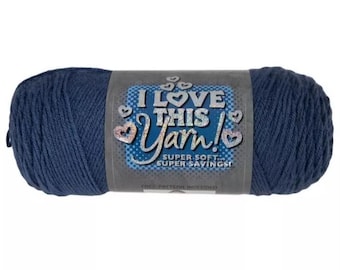 I Love This Yarn! (Dark Country Blue) ~ super soft machine washable 100% acrylic