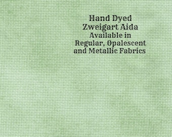 Fern Aida (Z-BDA-75) Hand Dyed Zweigart Cross Stitch Fabric from Vintage NeedleArts ~ available in regular, opalescent and metallic Aida