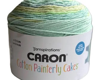 Yarnspirations Caron Cotton Painterly Cakes Yarn (Aqua Zest) ~ DISCONTINUED COLOR cotton/acrylic blend #4 medium