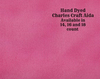 Raspberry Smash Aida (CC-BDA-107) ~ Hand Dyed DMC/Charles Craft Cross Stitch Fabric from Vintage NeedleArts