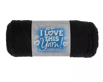 I Love This Yarn! (Black) ~ super soft machine washable 100% acrylic